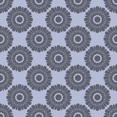 Grey monochrome floral abstract geometric pattern