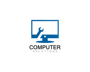 Vector computer and laptop repair logo template icon illustration