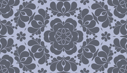Grey monochrome floral geometric pattern