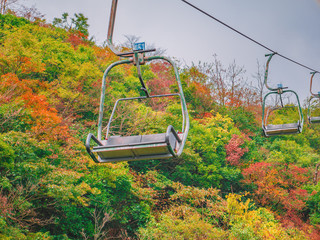 Chairlift Ropeway Crossing the mountain on Tianmen mountain national park in autumn Season.Tianmen...