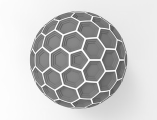 Fototapeta premium 3d rendering of a honeycomb sphere dome isolated in white studio background.