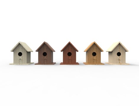 3d rendering of a brid house isolated in white studio background