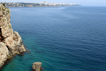 Mediterranean sea coast and sea clifss in Antalya city