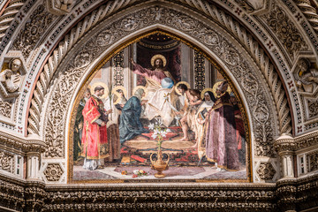 Florence Cathedral Facade Jesus Mosaic Duomo Cathedral Florence, Tuscany, Italy