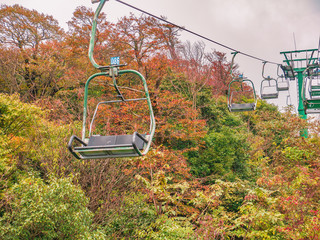 Chairlift Ropeway Crossing the mountain on Tianmen mountain national park in autumn Season.Tianmen...