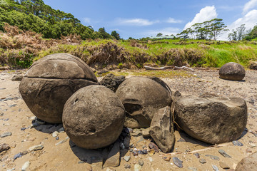 Fototapeta na wymiar Rocks on Koutu boulders, New Zealand