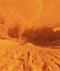 Astronaut walking on mars,3d illustration © Joe Therasakdhi