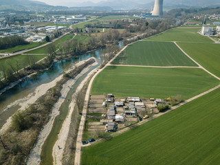 Aerial of KKW Goesgen Nuclear Power Station 