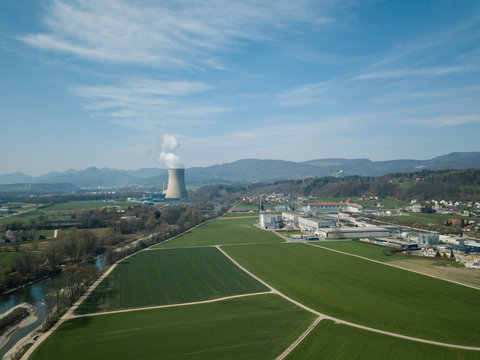 Aerial of KKW Goesgen Nuclear Power Station 