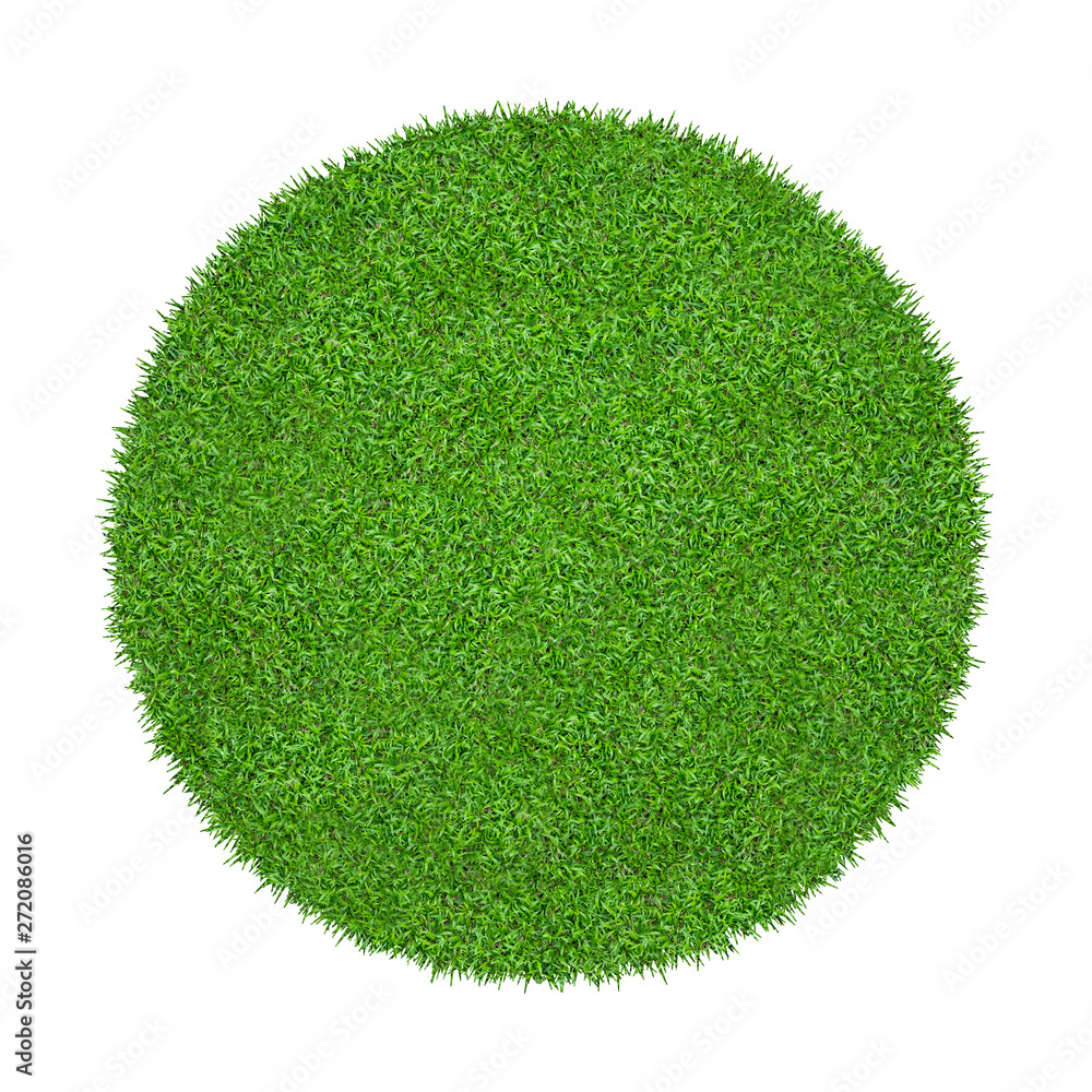 Poster abstract green grass texture for background. circle green grass pattern isolated on a white backgrou