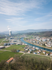Aerial of KKW Goesgen Nuclear Power Station 