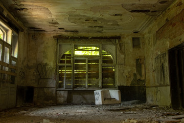 Fototapeta na wymiar Abandoned Hotel Bellevue in Ljubljana, Capital of Slovenia