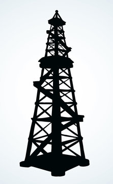 Oil derrick mine. Vector drawing