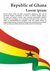 Flag of Ghana, Republic of Ghana. Template for award design, an official document with the flag of Ghana. Bright, colorful vector illustration.