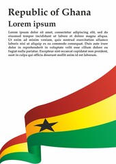 Flag of Ghana, Republic of Ghana. Template for award design, an official document with the flag of Ghana. Bright, colorful vector illustration.