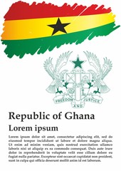Obraz na płótnie Canvas Flag of Ghana, Republic of Ghana. Template for award design, an official document with the flag of Ghana. Bright, colorful vector illustration.