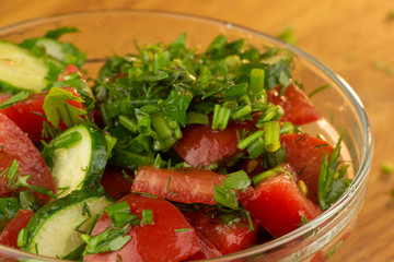 Summer tomato and cucumber salad