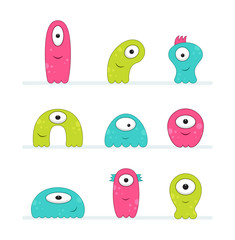 Cool, fun, cute Creature / alien - green, pink & teal - vector illustration 