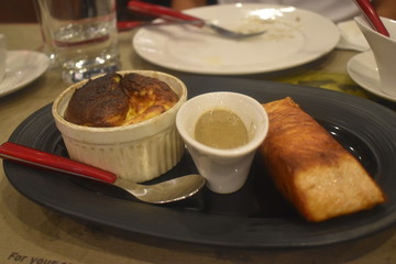 Grilled Salmon Steak with Pepper Sauce.