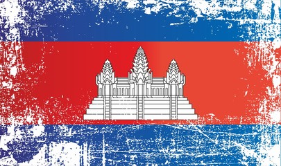 Flag of Cambodia, Kingdom of Cambodia. Wrinkled dirty spots. Can be used for design, stickers, souvenirs