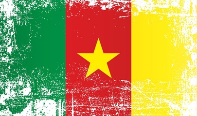 Flag of Cameroon, Africa. Wrinkled dirty spots. Can be used for design, stickers, souvenirs