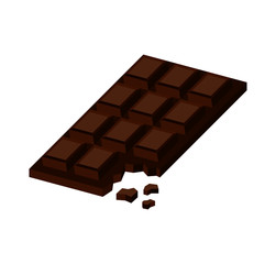 dark chocolate bar Isolated on white background. vector Illustration.