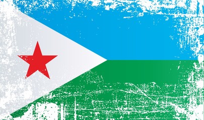 Flag of Djibouti. Wrinkled dirty spots. Can be used for design, stickers, souvenirs