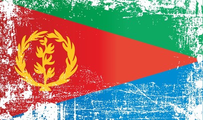 Flag of Eritrea. Wrinkled dirty spots. Can be used for design, stickers, souvenirs