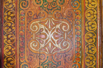 detail of ancient arabic door decoration. marrakesh morocco