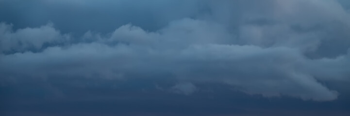 Rain Clouds in the Evening Over the Meadow, Autumn Season. Web Banner.