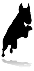 A detailed animal silhouette of a pet dog
