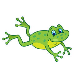 Obraz premium Little funny frog jumping. In cartoon style. Isolated on a white background.