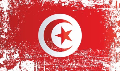 Flag of Tunisia. Wrinkled dirty spots. Can be used for design, stickers, souvenirs