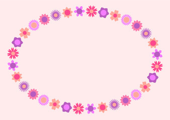 Modern oval floral frame with colorful beautiful flowers