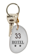 Clé d’hôtel 2 étoiles, fond blanc 