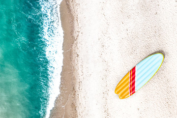 Aerial view of summer beach and free space for your decoration. Summer time and ocean landscape 