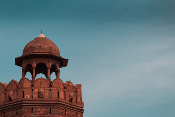 Fototapeta na wymiar India travel tourism background - Dome, Red Fort (Lal Qila) Delhi - World Heritage Site. Delhi, India