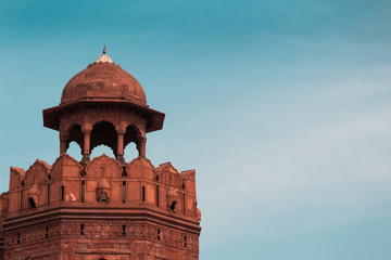 Fototapeta na wymiar India travel tourism background - Dome, Red Fort (Lal Qila) Delhi - World Heritage Site. Delhi, India