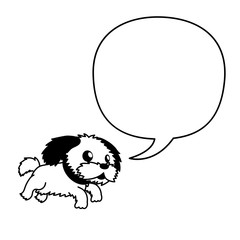 Vector cartoon character shih tzu dog with speech bubble for design.
