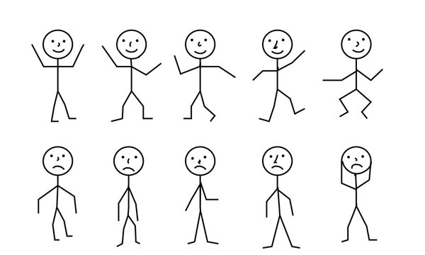 pictogram person, various poses, stick figures people