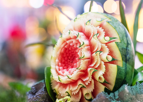 Fruit and vegetable carvings, Display thai fruit carving decoration