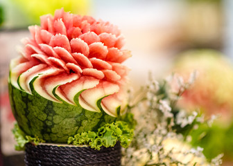 Fruit and vegetable carvings, Display thai fruit carving decoration