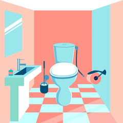Interior, toilet room. In minimalist style Cartoon flat Vector