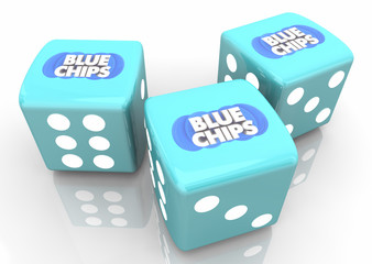 Blue Chips Top Priority Company Goal Dice Take Chance Gamble 3d Illustration