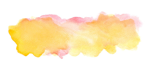 Abstract orange watercolor on white background, Orange color splashing on the paper, to design and decoration backgrounds banners