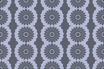 Grey monochrome floral geometric pattern