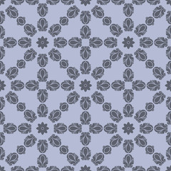 Grey monochrome simple floral pattern