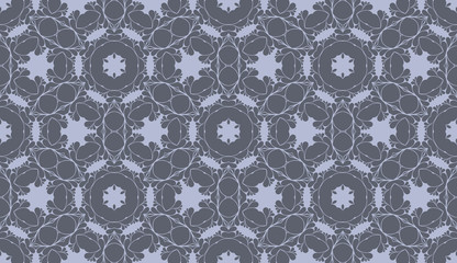 Grey monochrome simple floral pattern