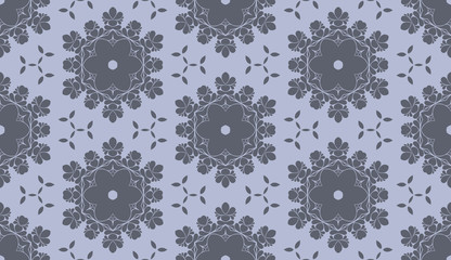 Grey monochrome simple floral pattern