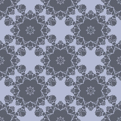 Grey monochrome simple floral pattern
